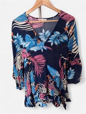 Label of Love Navy Floral Mini Dress with Blue & Pink Print